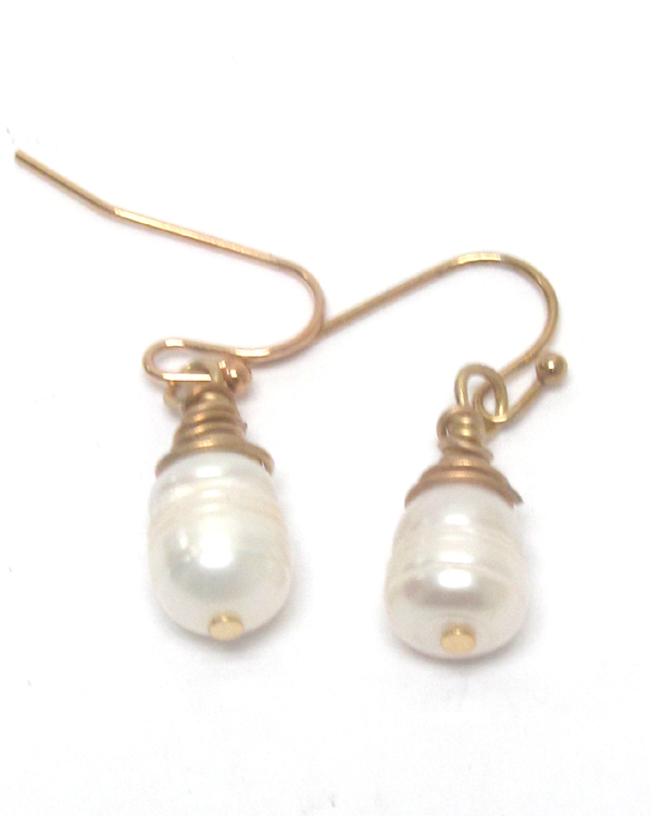 Pearl drop fish hook earrings