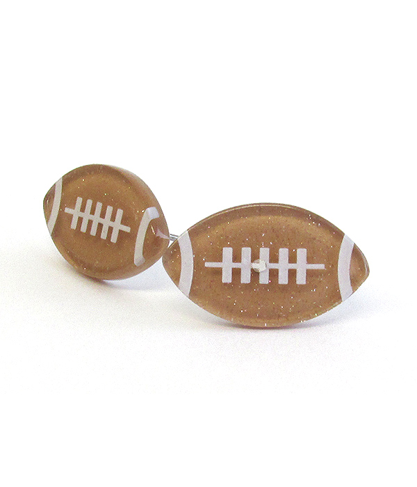 SPORT THEME GLITTERING ACRYLIC EARRING - FOOTBALL