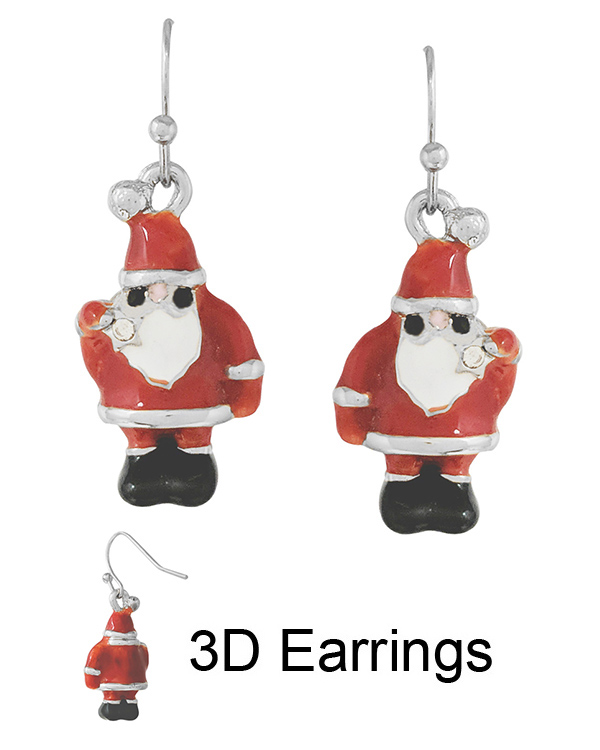 CHRISTMAS THEME EPOXY 3D SANTA EARRING