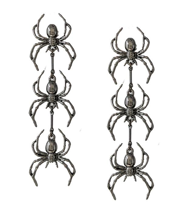 HALLOWEEN THEME TRIPLE SPIDER DROP EARRING