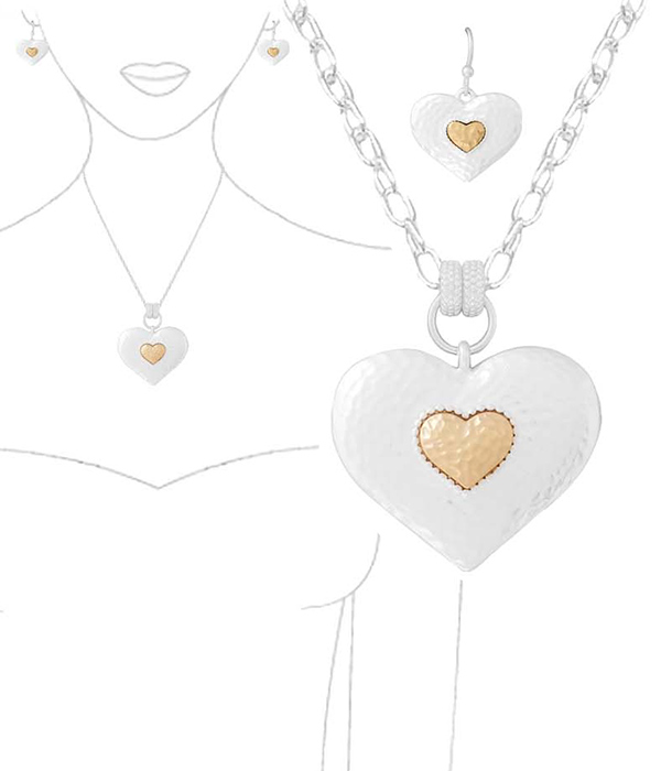 HEART PENDANT NECKLACE AND EARRING SET