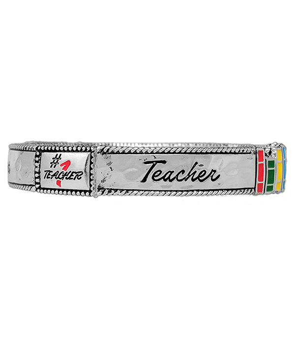 Teacher theme stretch bracelet - the best teacher ever