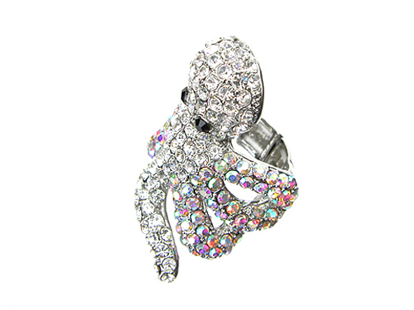 CRYSTAL TALL OCTOPUS STRETCH RING