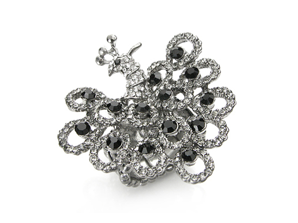Crystal peacock stretch ring