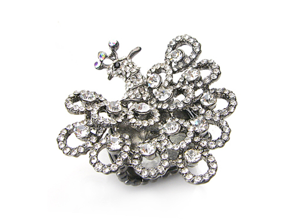 Crystal peacock stretch ring