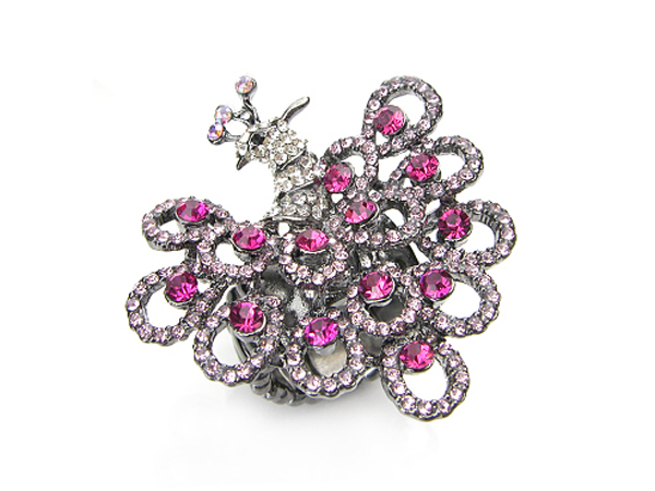 Crystal peacock stretch ring