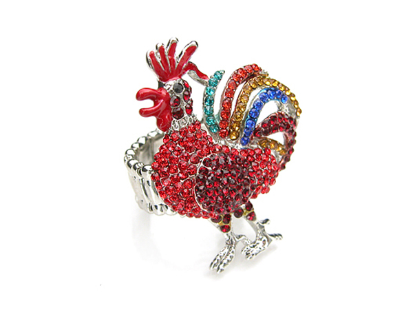 Crystal rooster stretch ring