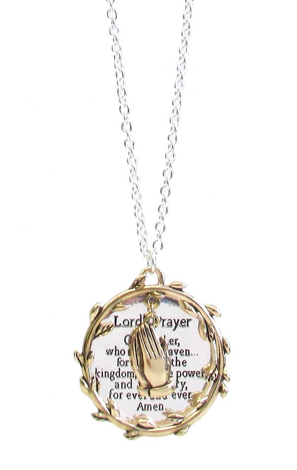 RELIGIOUS INSPIRATION MESSAGE DISC PENDANT NECKLACE - LORD'S PRAYER