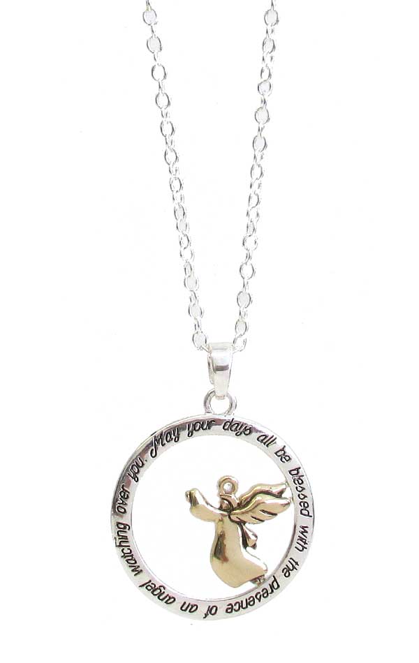RELIGIOUS INSPIRATION MESSAGE ANGEL PENDANT NECKLACE - ANGEL BLESSING