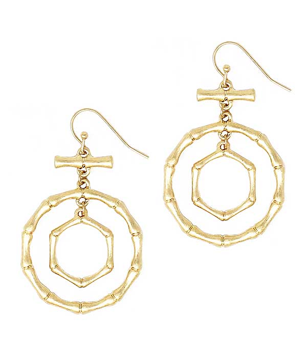 DOUBLE BAMBOO HOOP DANGLE EARRING