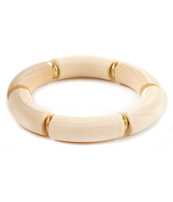 Wood tube stretch bracelet
