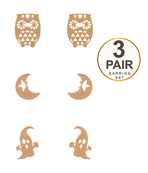 Halloween theme 3 pair earring set