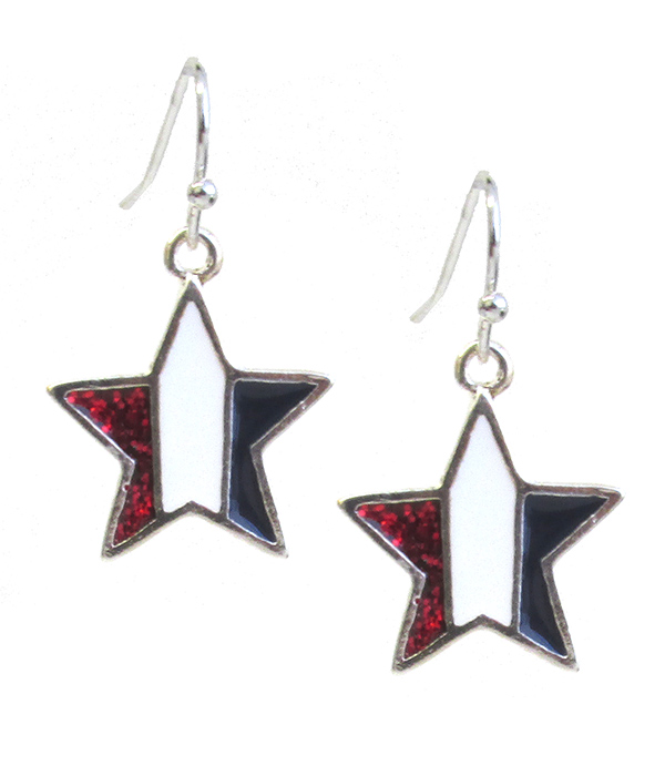 Patriotic theme american flag star earring