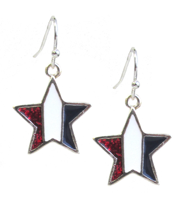 PATRIOTIC THEME AMERICAN FLAG STAR EARRING