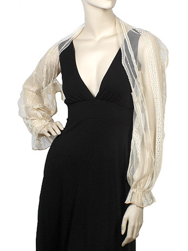 Mesh embroidery long sleeves shrug - 100% polyester