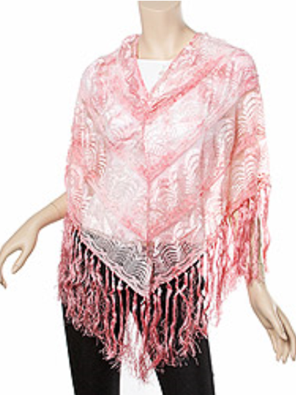 Ombre lace and tassle poncho - 100% polyester