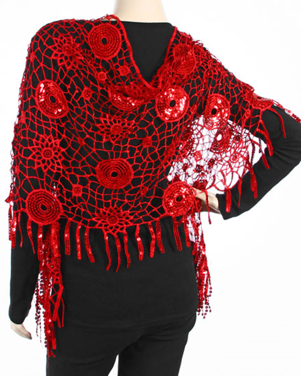 Mesh sequine circle and square pattern shawl
