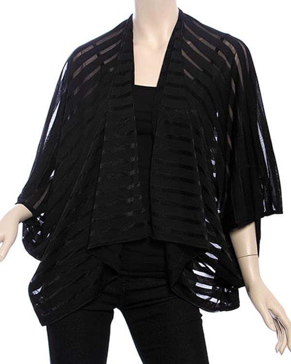 Jersey see through stripe bolero - 100% polyester