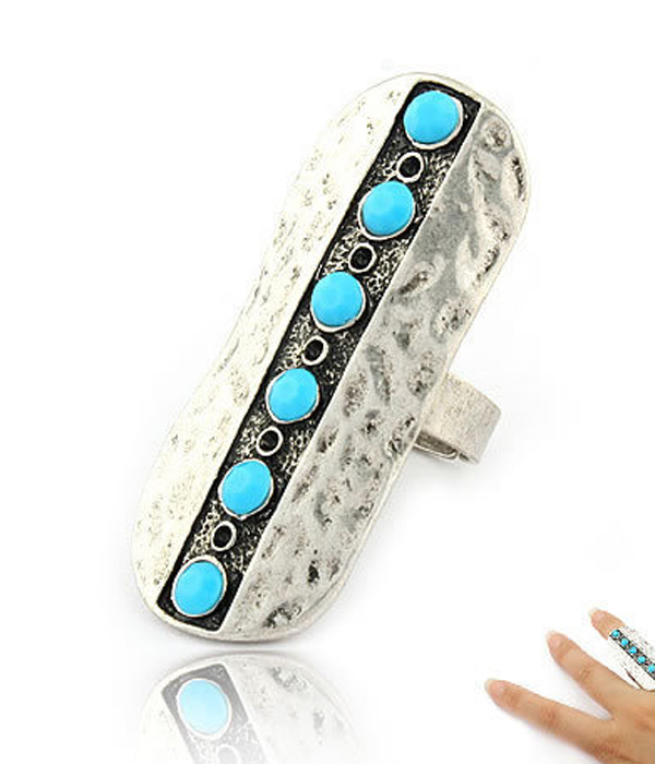 Hammered adjustable knuckle ring