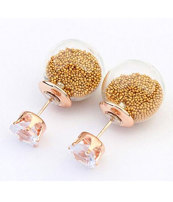 Crystal and multi floating beads in bottle double sided front and back earring