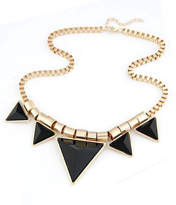 Triangular facet stone necklace