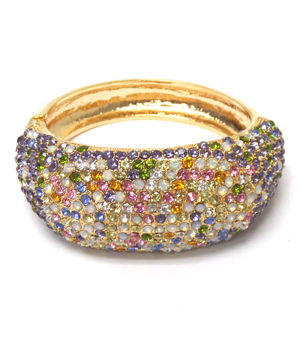 Crystal pave puffy bangle bracelet