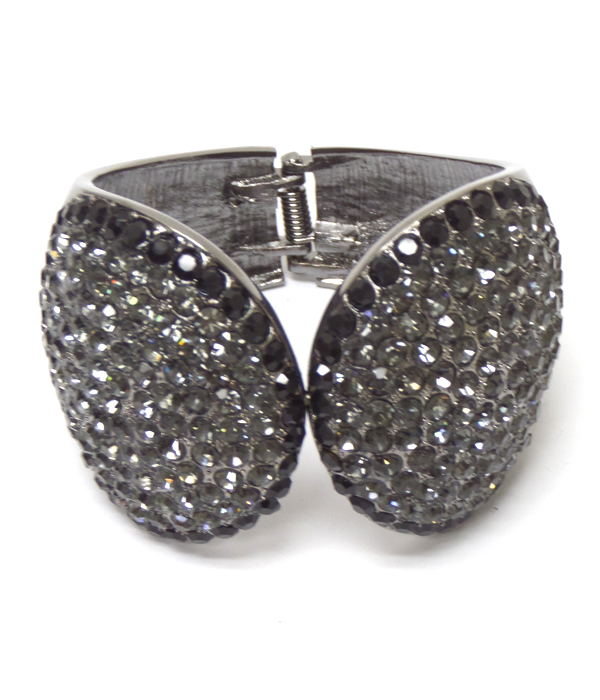 Crystal pave double cricle hinge bangle bracelet