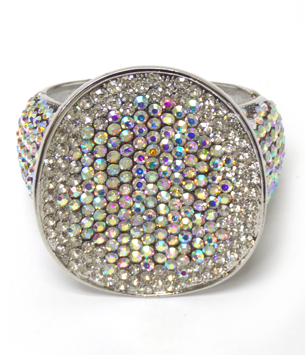 Crystal pave large disk hinge bangle bracelet