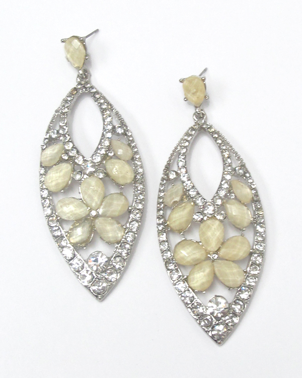 Flower teardrop stones earrings 