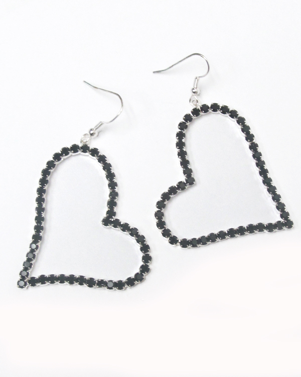 Hearts crystals fish hook earrings 