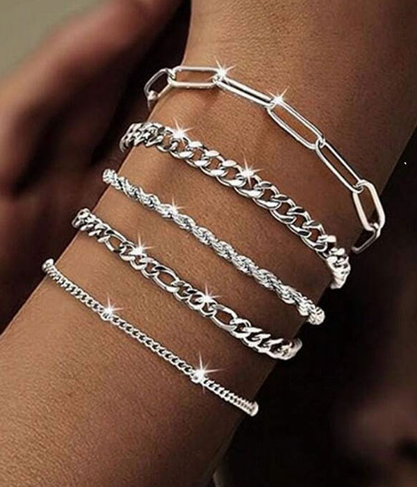 Mix chain 5 bracelet set
