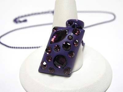 Special price - crystal bubble enamel metal bar pendant necklace