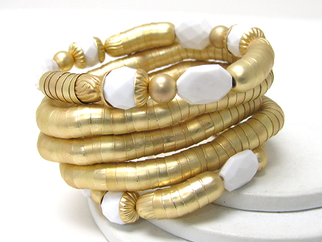 Acryl stone accent multi row massive snake chain bracelet