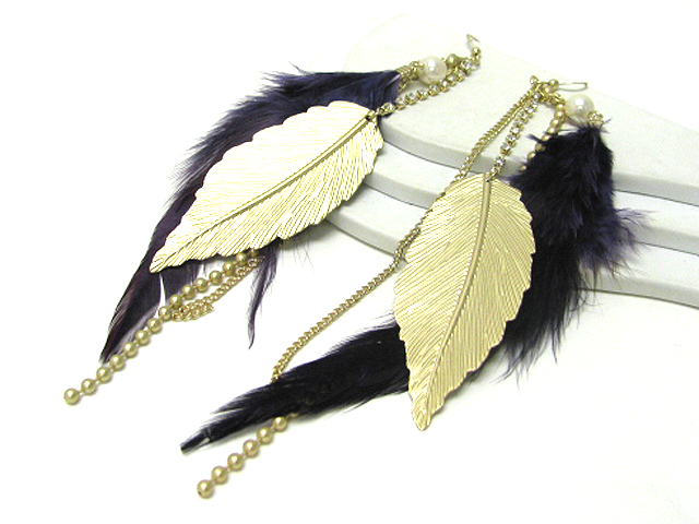 7 inch super long feather and crystal stud tassel drop earring