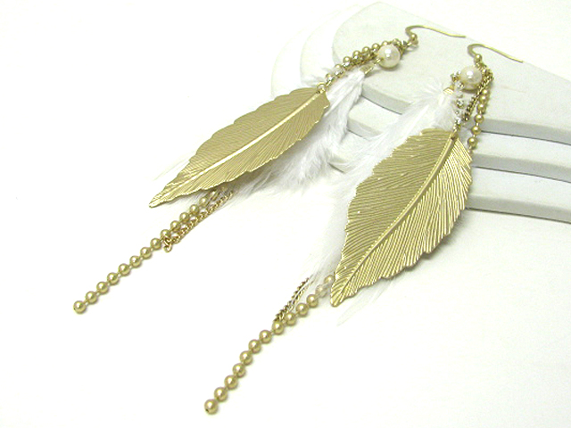 7 inch super long feather and crystal stud tassel drop earring