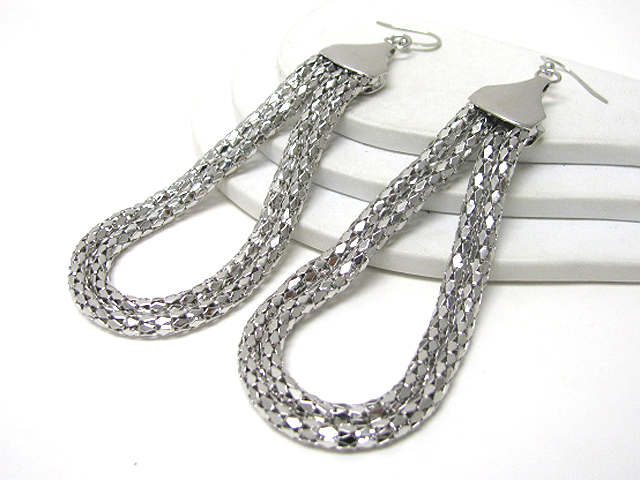 4.5 inch long double metal tube chain hanging drop earring