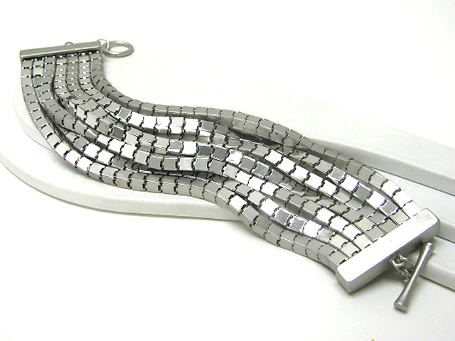 Massive style 6 row metal box chain link bracelet