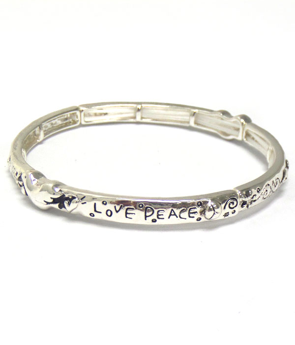 Handcraft engraving stackable message bracelet - love peace