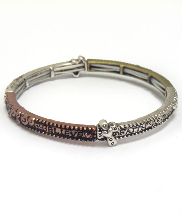 Handcraft engraving stretch bracelet - believe faith