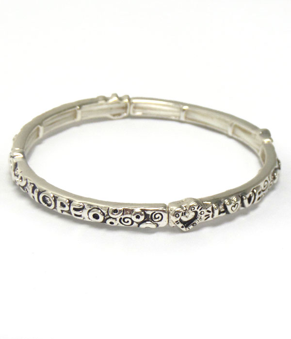 Handcraft engraving stackable stretch bracelet - faith hope love