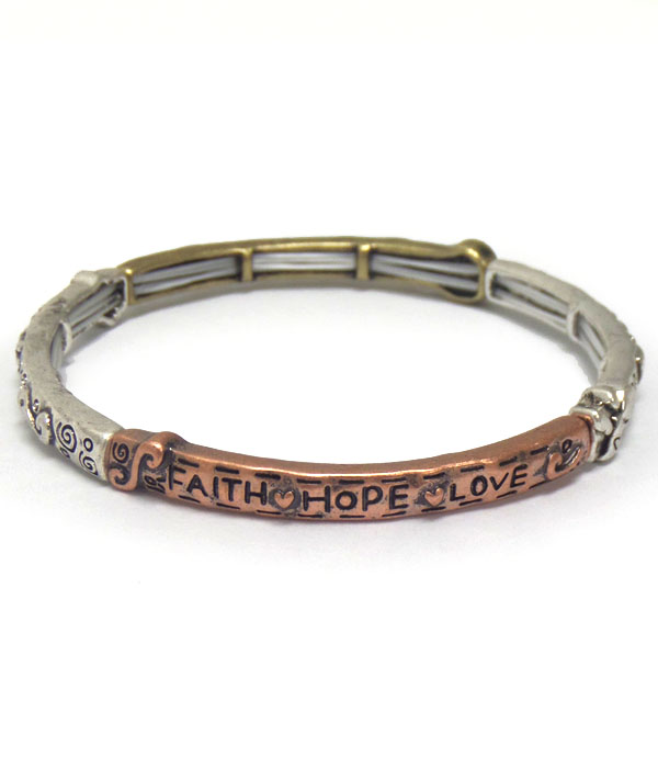 Handcraft engraving stackable stretch bracelet - faith hope love