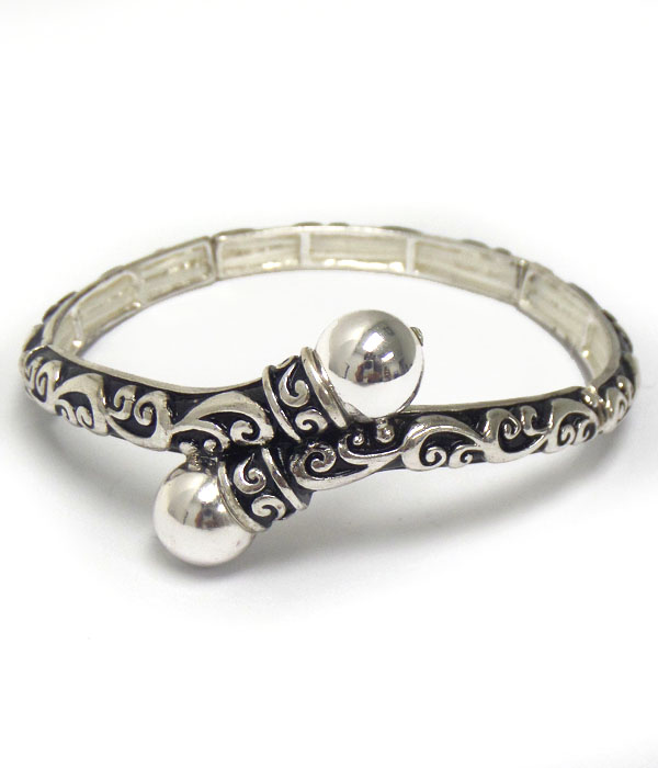 Twisted head metal filigree stretch bracelet
