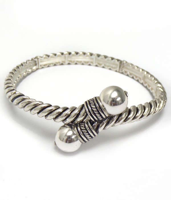 Twisted head metal filigree stretch bracelet