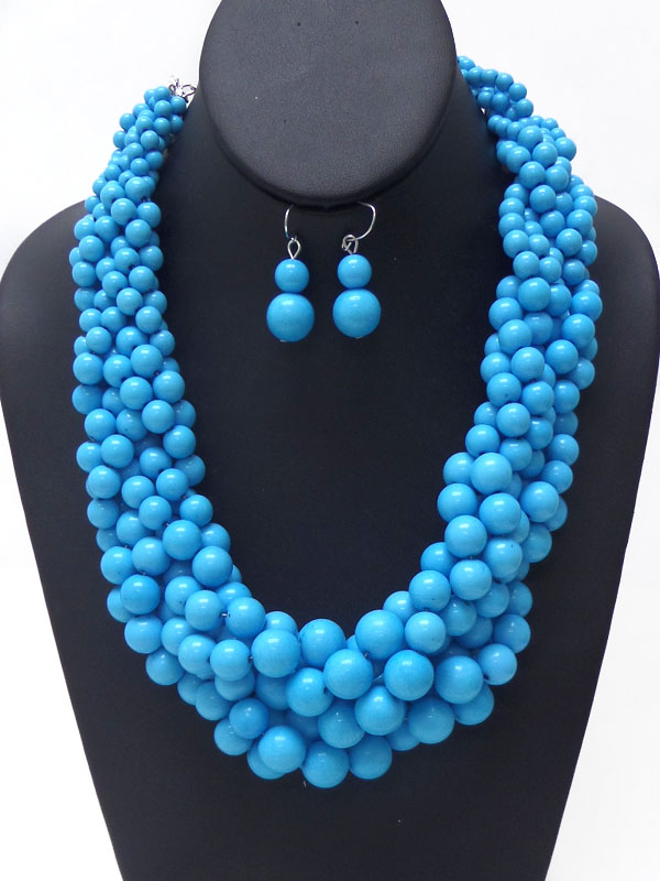 Large beads cluster necklace set