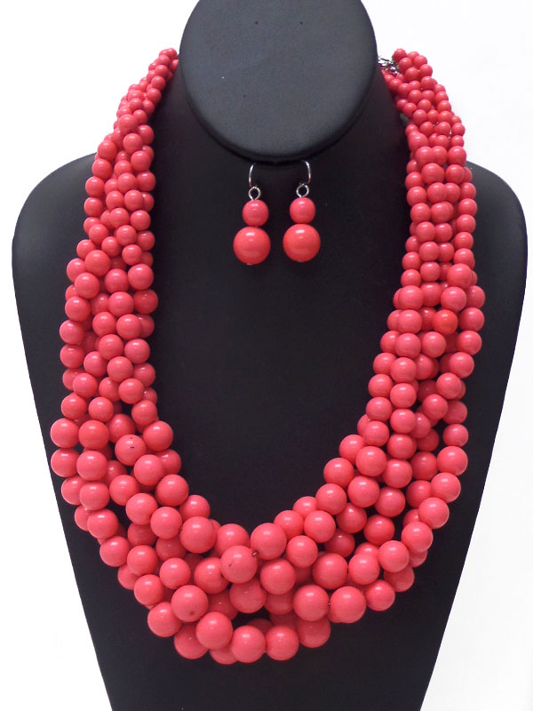 Large beads cluster necklace set 
