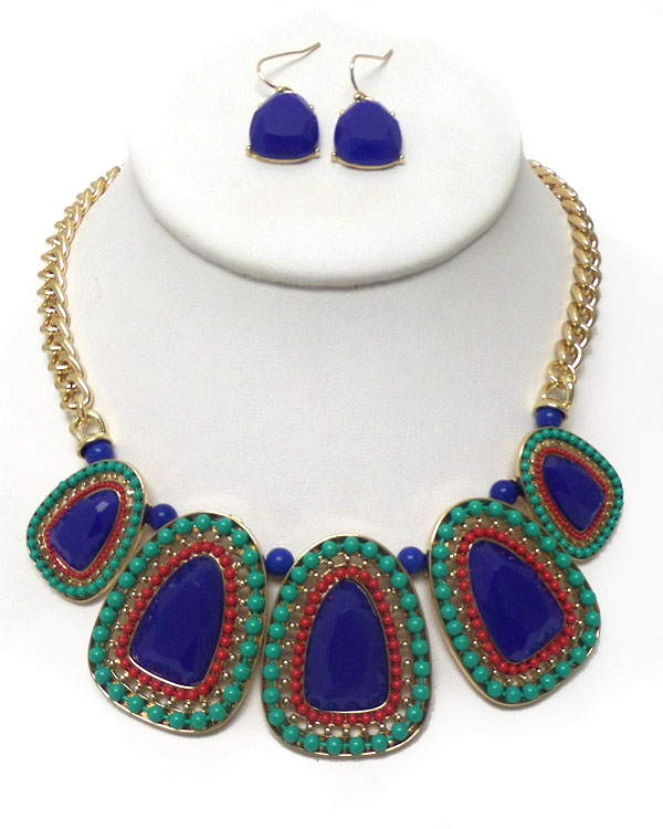 Coated ball chain epoxy necklace set