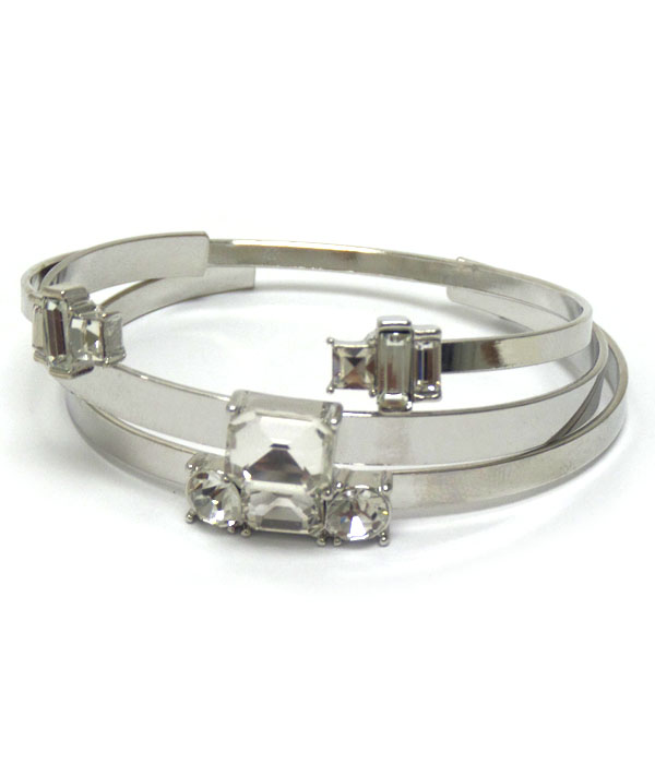 Three glass stone bracelets