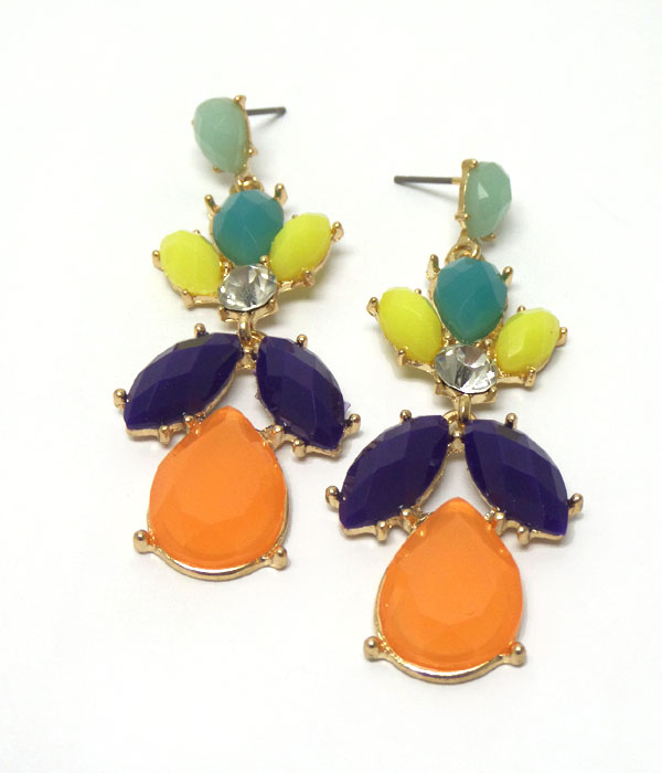 Epoxy stone drop earrrings 