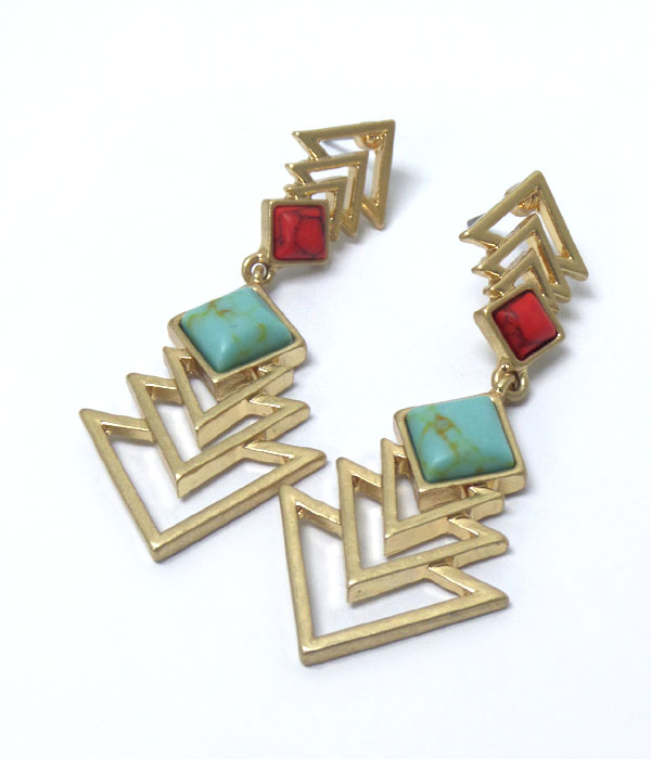 Chevron pattern metal earrings