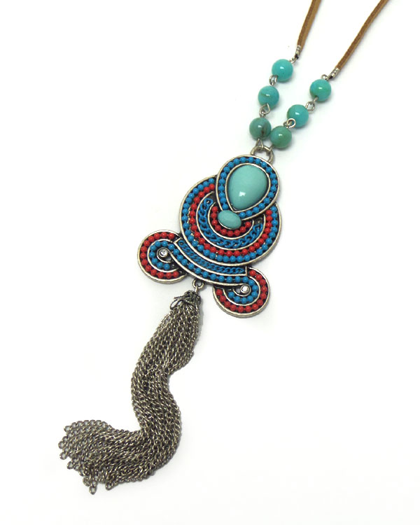 Handmade casting tassel pendant necklace